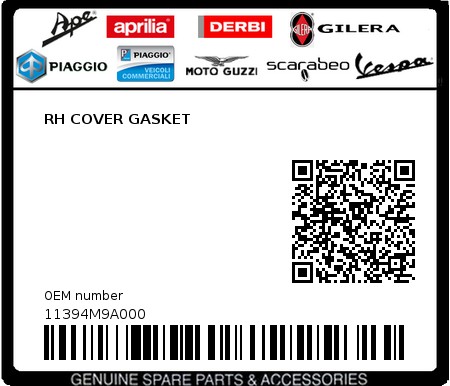 Product image: Sym - 11394M9A000 - RH COVER GASKET  0