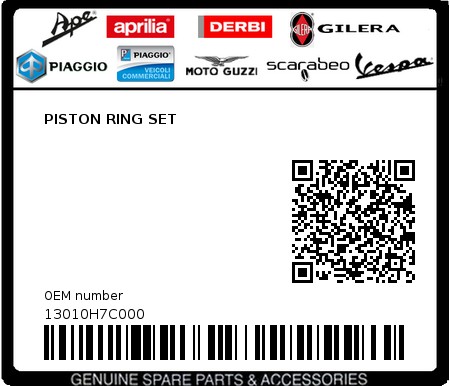Product image: Sym - 13010H7C000 - PISTON RING SET  0