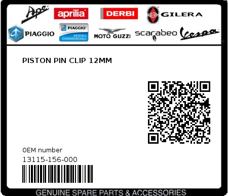 Product image: Sym - 13115-156-000 - PISTON PIN CLIP 12MM  0