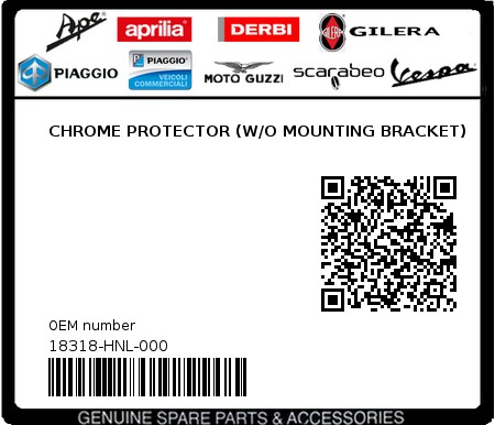 Product image: Sym - 18318-HNL-000 - CHROME PROTECTOR (W/O MOUNTING BRACKET)  0