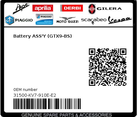 Product image: Sym - 31500-KV7-910E-E2 - Battery ASS'Y (GTX9-BS)  0