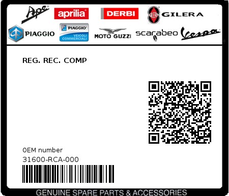 Product image: Sym - 31600-RCA-000 - REG. REC. COMP  0