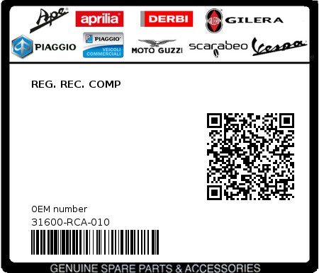 Product image: Sym - 31600-RCA-010 - REG. REC. COMP  0