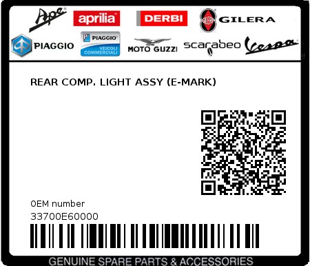 Product image: Sym - 33700E60000 - REAR COMP. LIGHT ASSY (E-MARK)  0