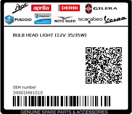 Product image: Sym - 34901M91010 - BULB HEAD LIGHT (12V 35/35W)  0