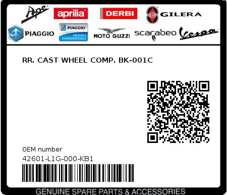 Product image: Sym - 42601-L1G-000-KB1 - RR. CAST WHEEL COMP. BK-001C  0
