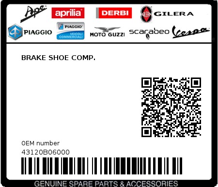 Product image: Sym - 43120B06000 - BRAKE SHOE COMP.  0