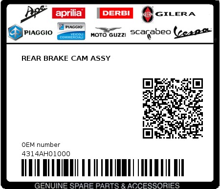 Product image: Sym - 4314AH01000 - REAR BRAKE CAM ASSY  0