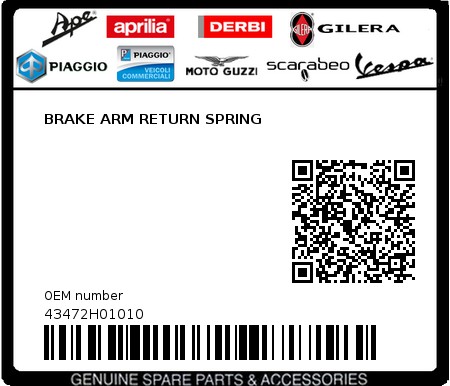 Product image: Sym - 43472H01010 - BRAKE ARM RETURN SPRING  0