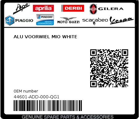 Product image: Sym - 44601-ADD-000-QG1 - ALU VOORWIEL MIO WHITE  0