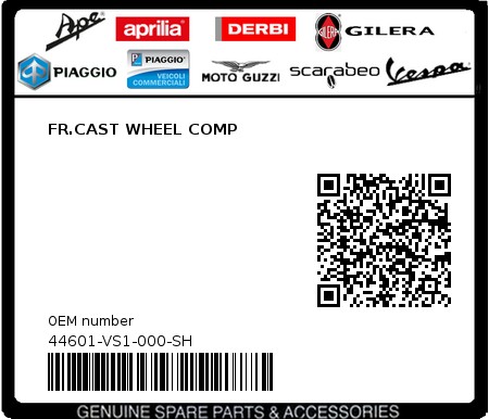 Product image: Sym - 44601-VS1-000-SH - FR.CAST WHEEL COMP  0