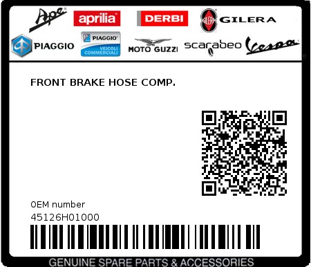 Product image: Sym - 45126H01000 - FRONT BRAKE HOSE COMP.  0