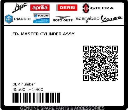 Product image: Sym - 45500-LH1-900 - FR. MASTER CYLINDER ASSY  0