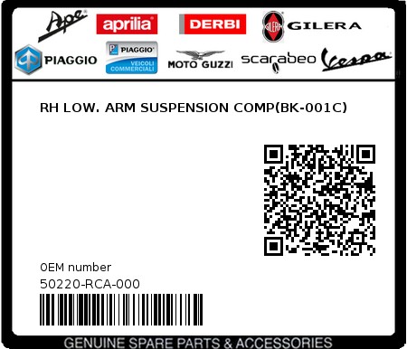 Product image: Sym - 50220-RCA-000 - RH LOW. ARM SUSPENSION COMP(BK-001C)  0