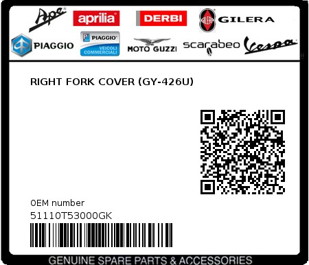 Product image: Sym - 51110T53000GK - RIGHT FORK COVER (GY-426U)  0