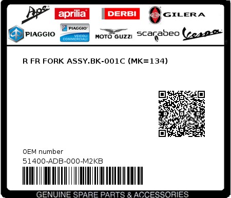 Product image: Sym - 51400-ADB-000-M2KB - R FR FORK ASSY.BK-001C (MK=134)  0