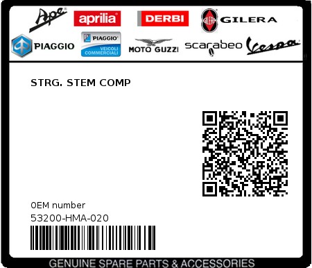 Product image: Sym - 53200-HMA-020 - STRG. STEM COMP  0