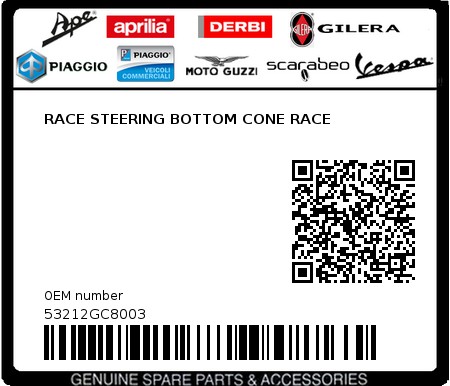 Product image: Sym - 53212GC8003 - RACE STEERING BOTTOM CONE RACE  0