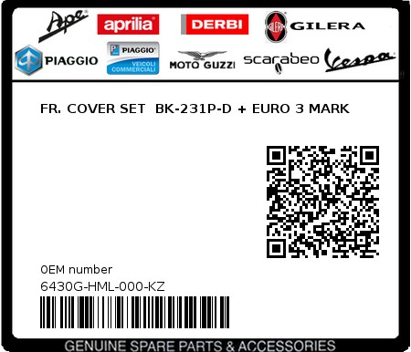 Product image: Sym - 6430G-HML-000-KZ - FR. COVER SET  BK-231P-D + EURO 3 MARK  0
