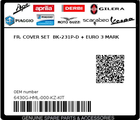 Product image: Sym - 6430G-HML-000-KZ-KIT - FR. COVER SET  BK-231P-D + EURO 3 MARK  0