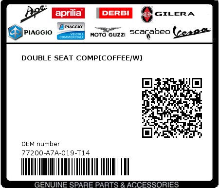 Product image: Sym - 77200-A7A-019-T14 - DOUBLE SEAT COMP(COFFEE/W)  0