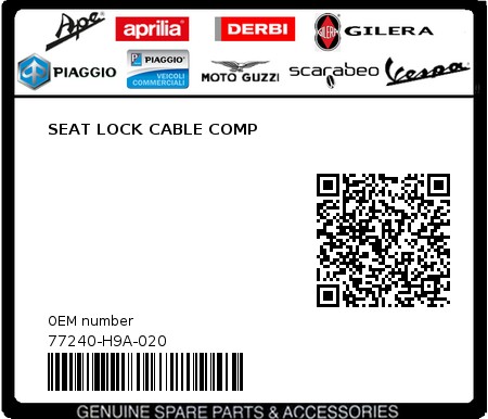 Product image: Sym - 77240-H9A-020 - SEAT LOCK CABLE COMP  0