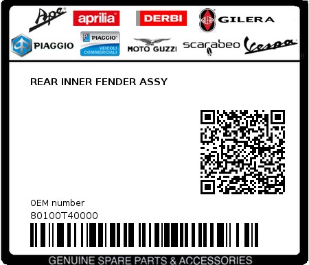 Product image: Sym - 80100T40000 - REAR INNER FENDER ASSY  0