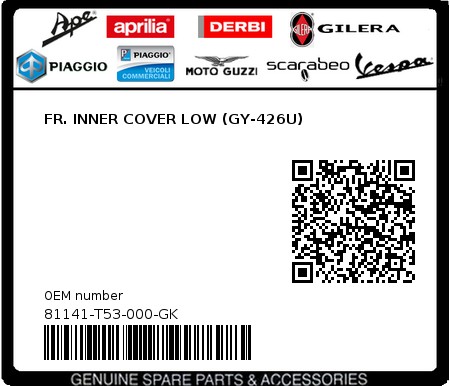 Product image: Sym - 81141-T53-000-GK - FR. INNER COVER LOW (GY-426U)  0
