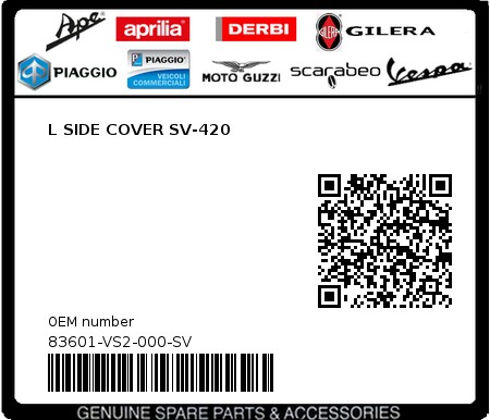 Product image: Sym - 83601-VS2-000-SV - L SIDE COVER SV-420  0