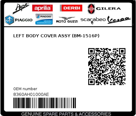 Product image: Sym - 8360AH01000AE - LEFT BODY COVER ASSY (BM-1516P)  0