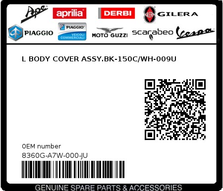 Product image: Sym - 8360G-A7W-000-JU - L BODY COVER ASSY.BK-150C/WH-009U  0