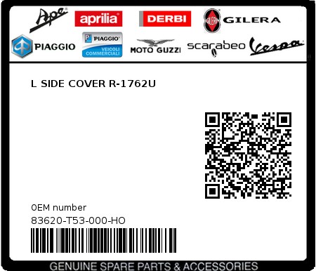 Product image: Sym - 83620-T53-000-HO - L SIDE COVER R-1762U  0