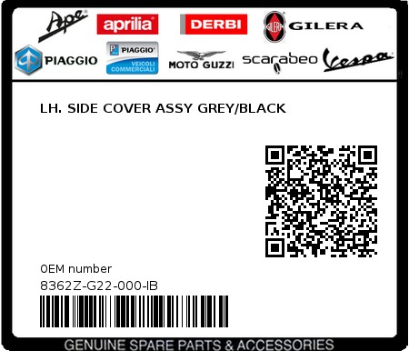 Product image: Sym - 8362Z-G22-000-IB - LH. SIDE COVER ASSY GREY/BLACK  0