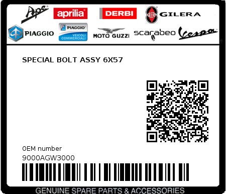 Product image: Sym - 9000AGW3000 - SPECIAL BOLT ASSY 6X57  0