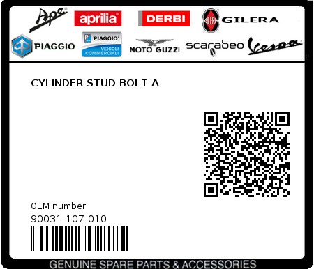 Product image: Sym - 90031-107-010 - CYLINDER STUD BOLT A  0