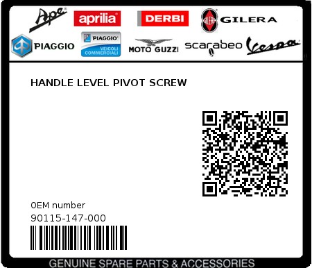 Product image: Sym - 90115-147-000 - HANDLE LEVEL PIVOT SCREW  0