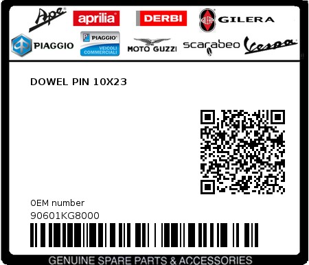 Product image: Sym - 90601KG8000 - DOWEL PIN 10X23  0