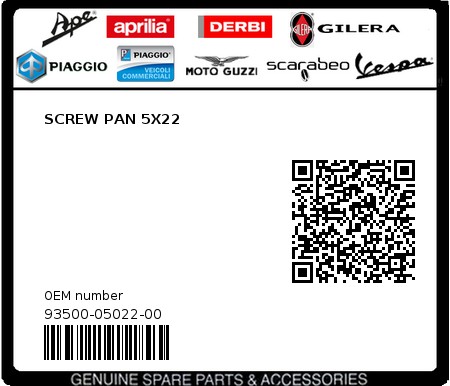 Product image: Sym - 93500-05022-00 - SCREW PAN 5X22  0