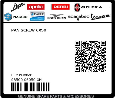 Product image: Sym - 93500-06050-0H - PAN SCREW 6X50  0