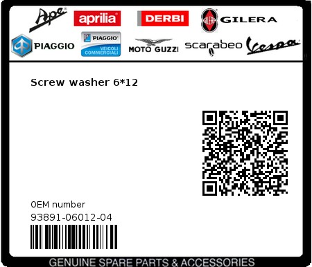 Product image: Sym - 93891-06012-04 - Screw washer 6*12  0