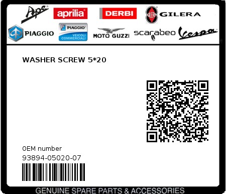 Product image: Sym - 93894-05020-07 - WASHER SCREW 5*20  0