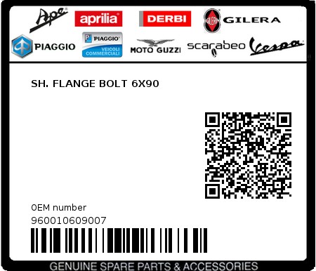 Product image: Sym - 960010609007 - SH. FLANGE BOLT 6X90  0