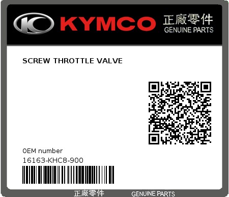 Product image: Kymco - 16163-KHC8-900 - SCREW THROTTLE VALVE  0