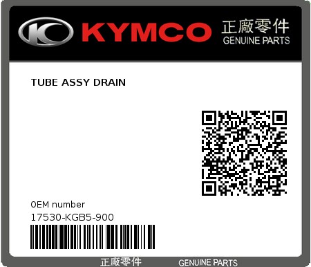 Product image: Kymco - 17530-KGB5-900 - TUBE ASSY DRAIN  0