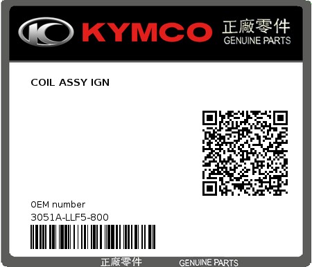 Product image: Kymco - 3051A-LLF5-800 - COIL ASSY IGN  0