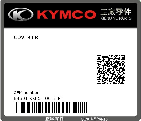 Product image: Kymco - 64301-KKE5-E00-BFP - COVER FR  0