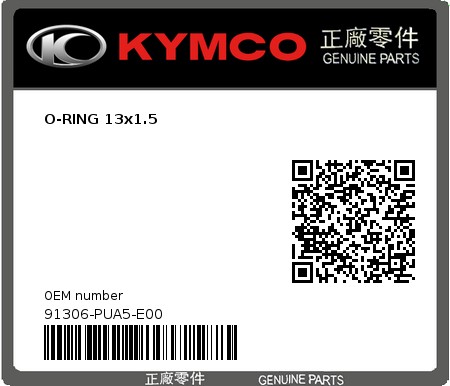Product image: Kymco - 91306-PUA5-E00 - O-RING 13x1.5  0