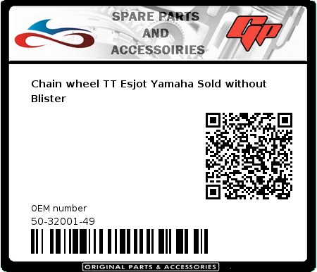 Product image: Esjot - 50-32001-49 - Chain wheel TT Esjot Yamaha Sold without Blister 