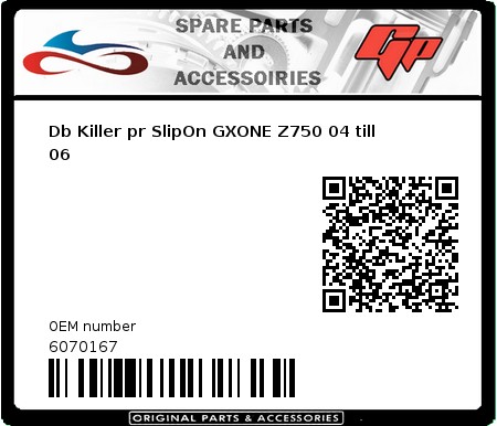 Product image: Giannelli - 6070167 - Db Killer pr SlipOn GXONE Z750 04 till  06   
