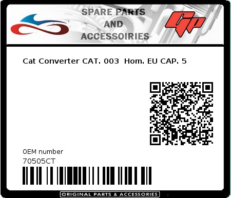 Product image: Giannelli - 70505CT - Cat Converter CAT. 003  Hom. EU CAP. 5   